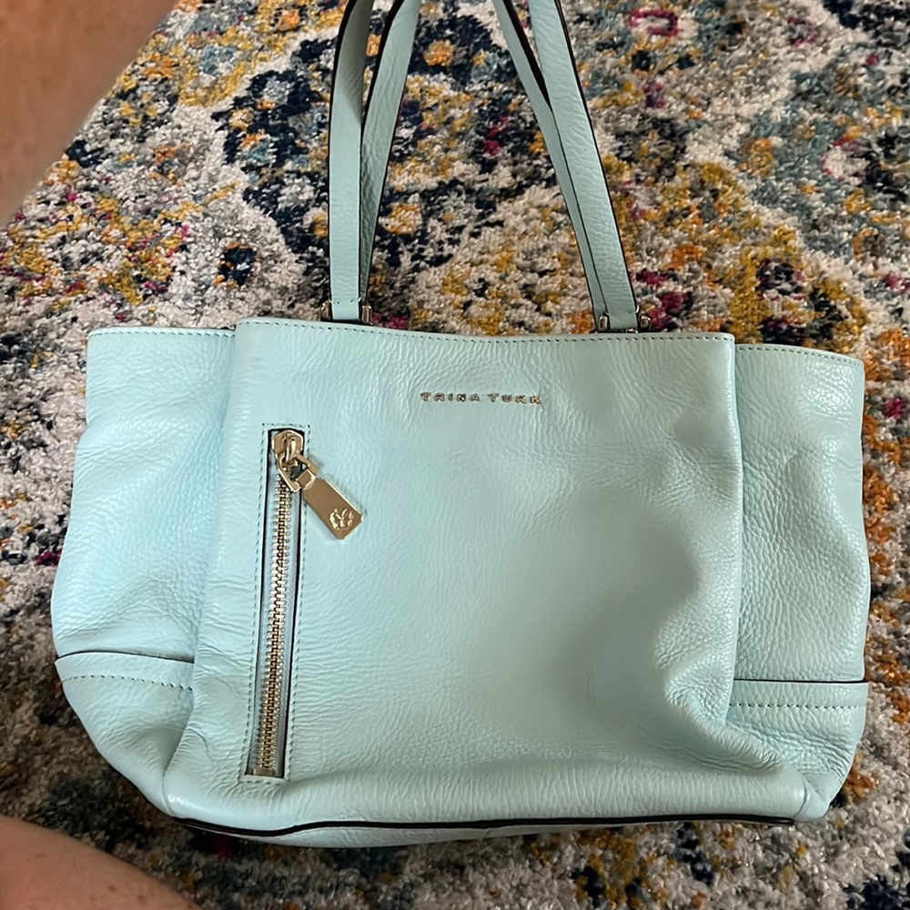 Trina Turk baby blue pebbles leather purse